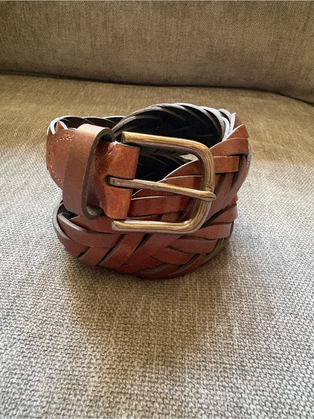 Uniqlo Brown Braided Leather Men's Belt - Classic Casual Style